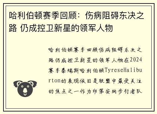 哈利伯顿赛季回顾：伤病阻碍东决之路 仍成控卫新星的领军人物