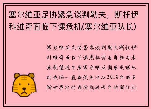 塞尔维亚足协紧急谈判勒夫，斯托伊科维奇面临下课危机(塞尔维亚队长)